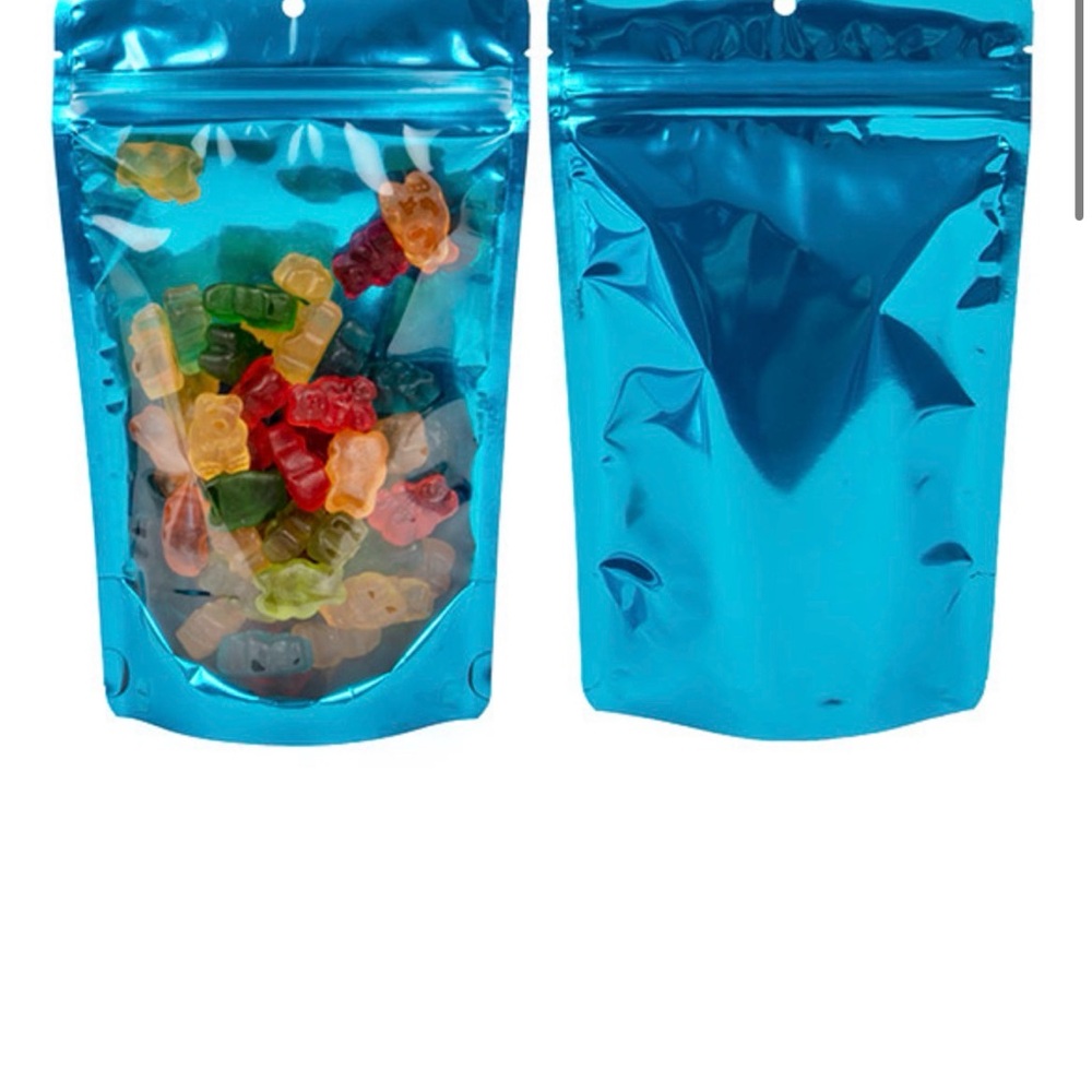 Blue Resealable Pouch with Gummy Bears